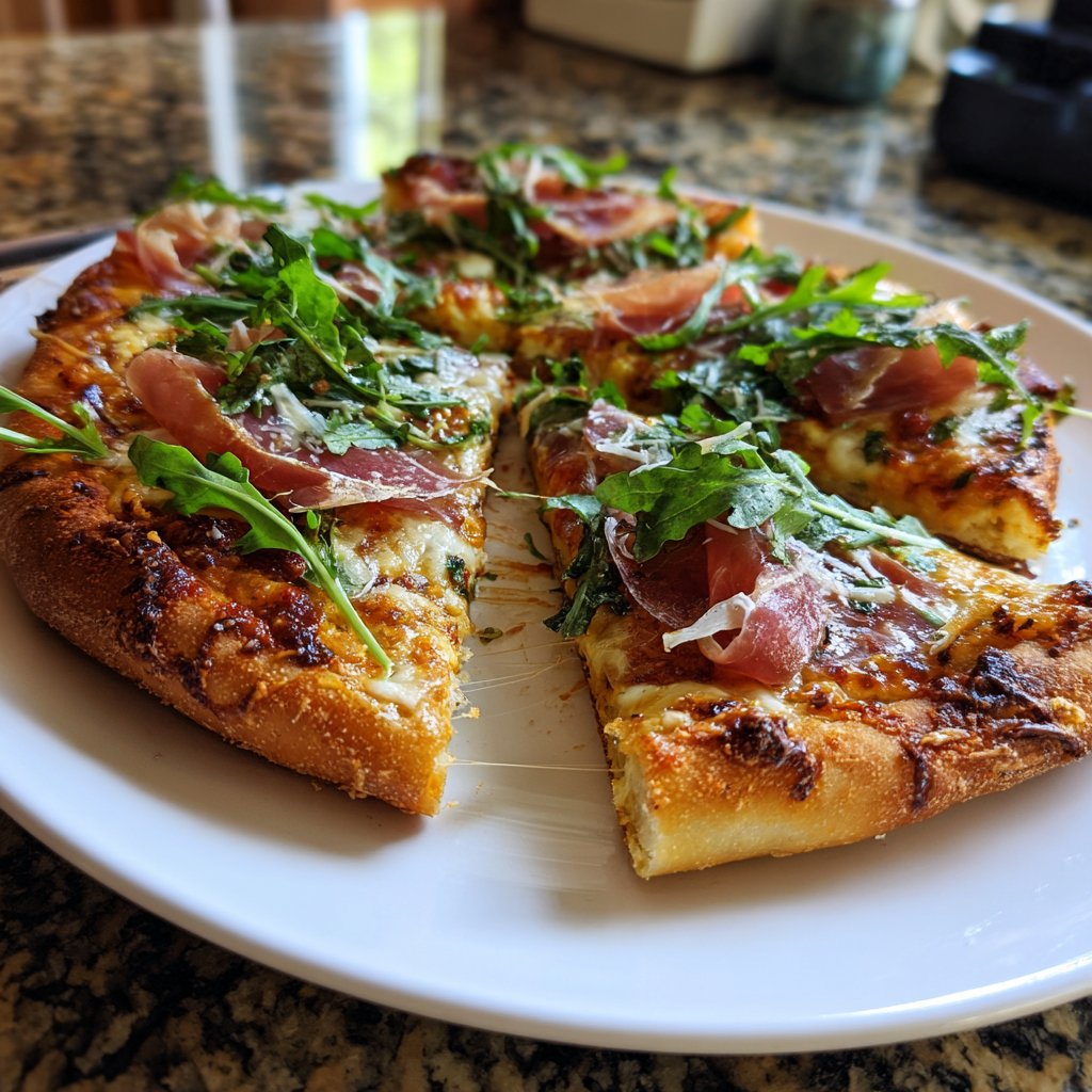 Pizza mit Prosciutto und Rucola
