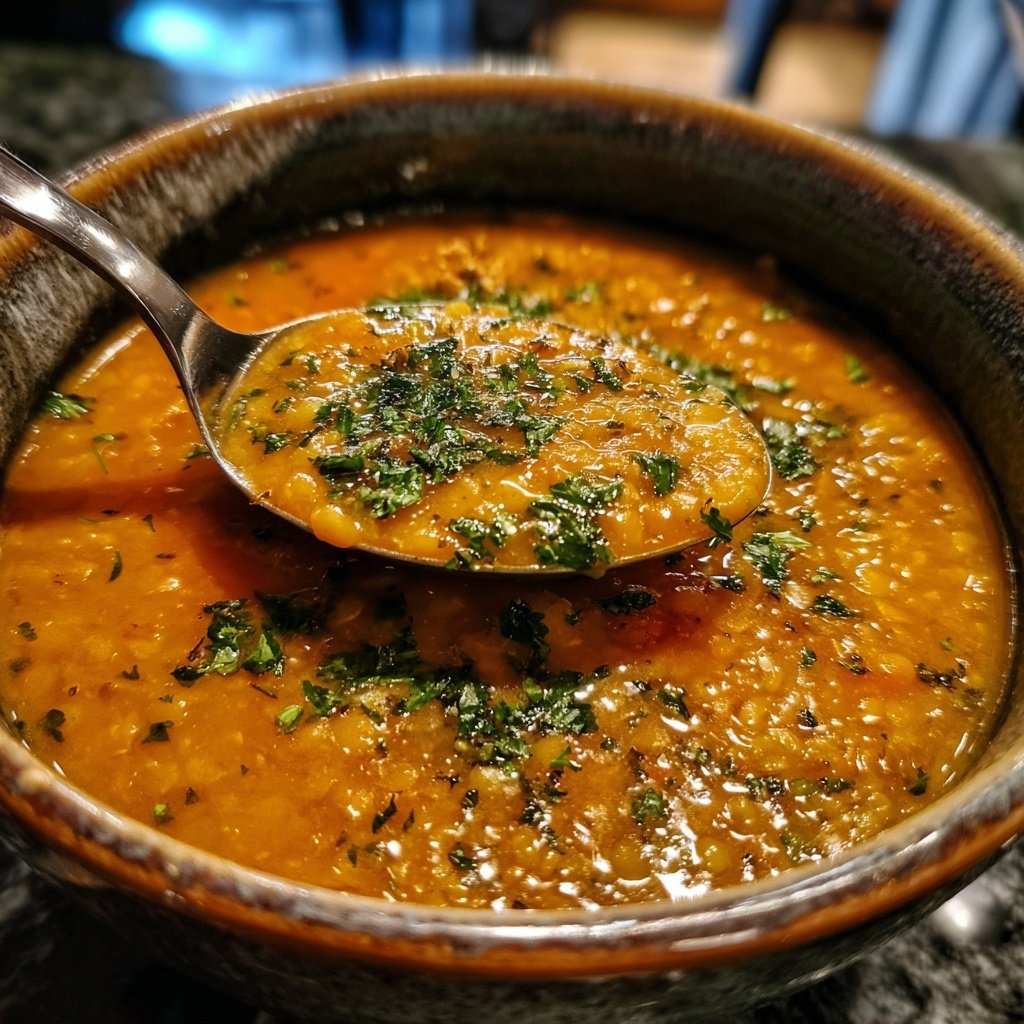 Linsensuppe mit Petersilie