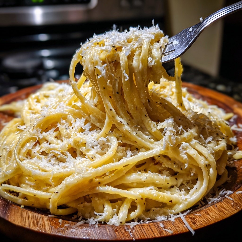 Romantische Pasta mit Sahnesauce und Parmesan